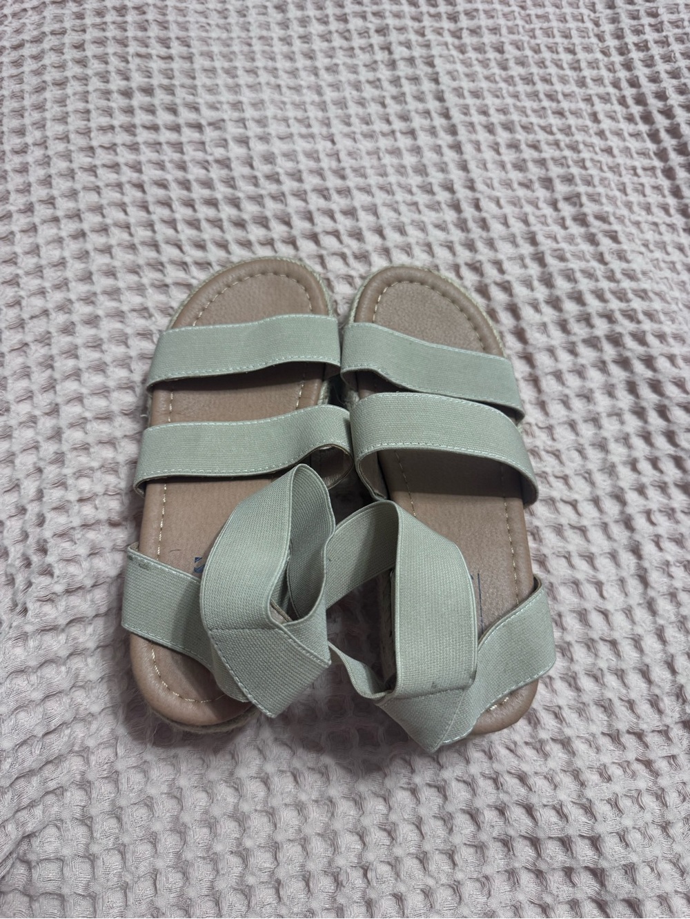 Amazon Light Sage Green Slide Sandals with Elastic Straps